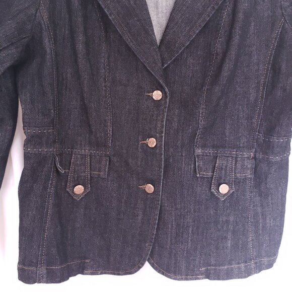 Yuva Navy Blue Button Long Sleeve Denim Jean Jacket Size XL - Picture 6 of 13
